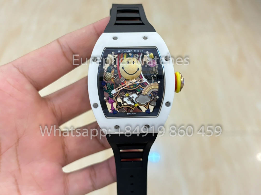 Richard Mille RM88 Smiley V2 Ceramic Case 1:1 Melhor Clone Preto Borracha Cinturino