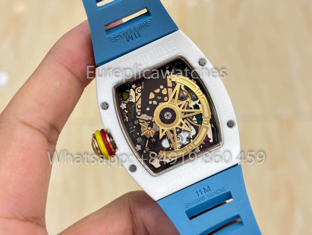 Richard Mille RM88 Smiley V2 Caixa de Cerâmica 1:1 Melhor Clone Azul Borracha Cinturino