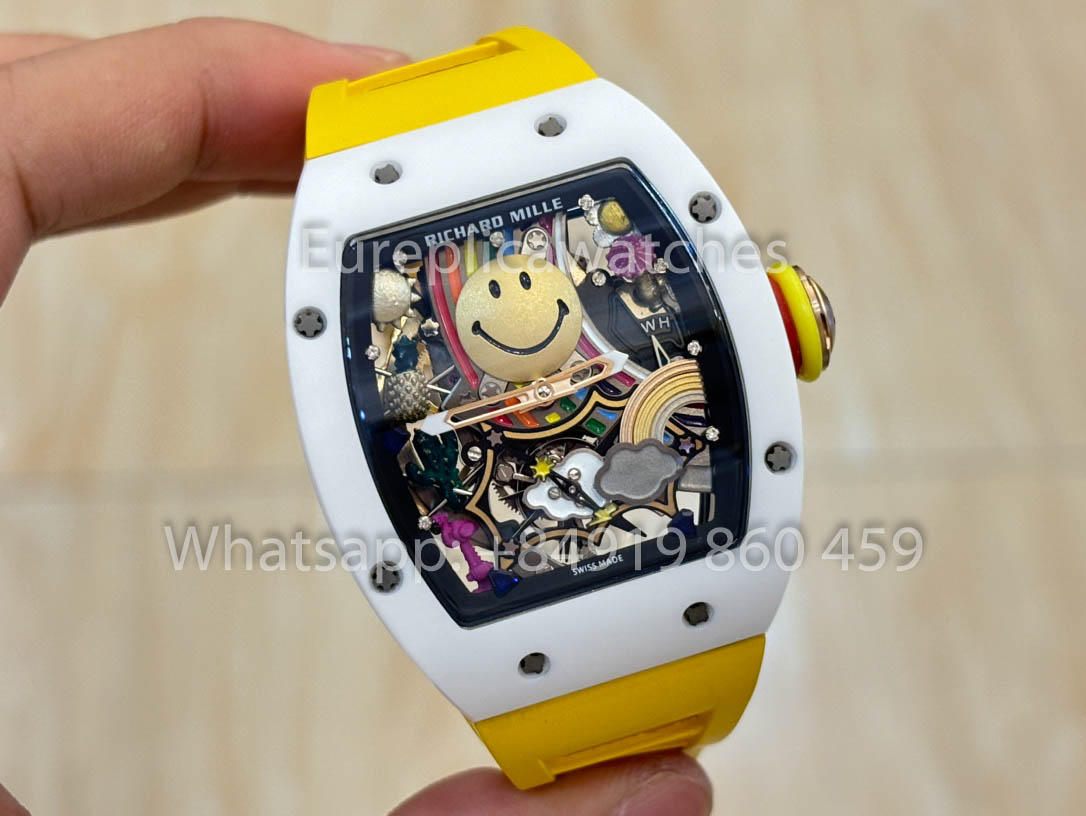 Richard Mille RM88 Smiley V2 Caixa de Cerâmica 1:1 Melhor Clone Amarelo Borracha Cinturino