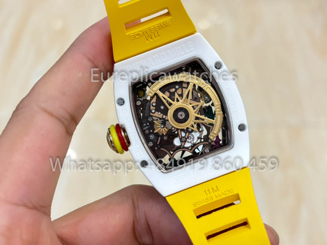 Richard Mille RM88 Smiley V2 Caixa de Cerâmica 1:1 Melhor Clone Amarelo Borracha Cinturino