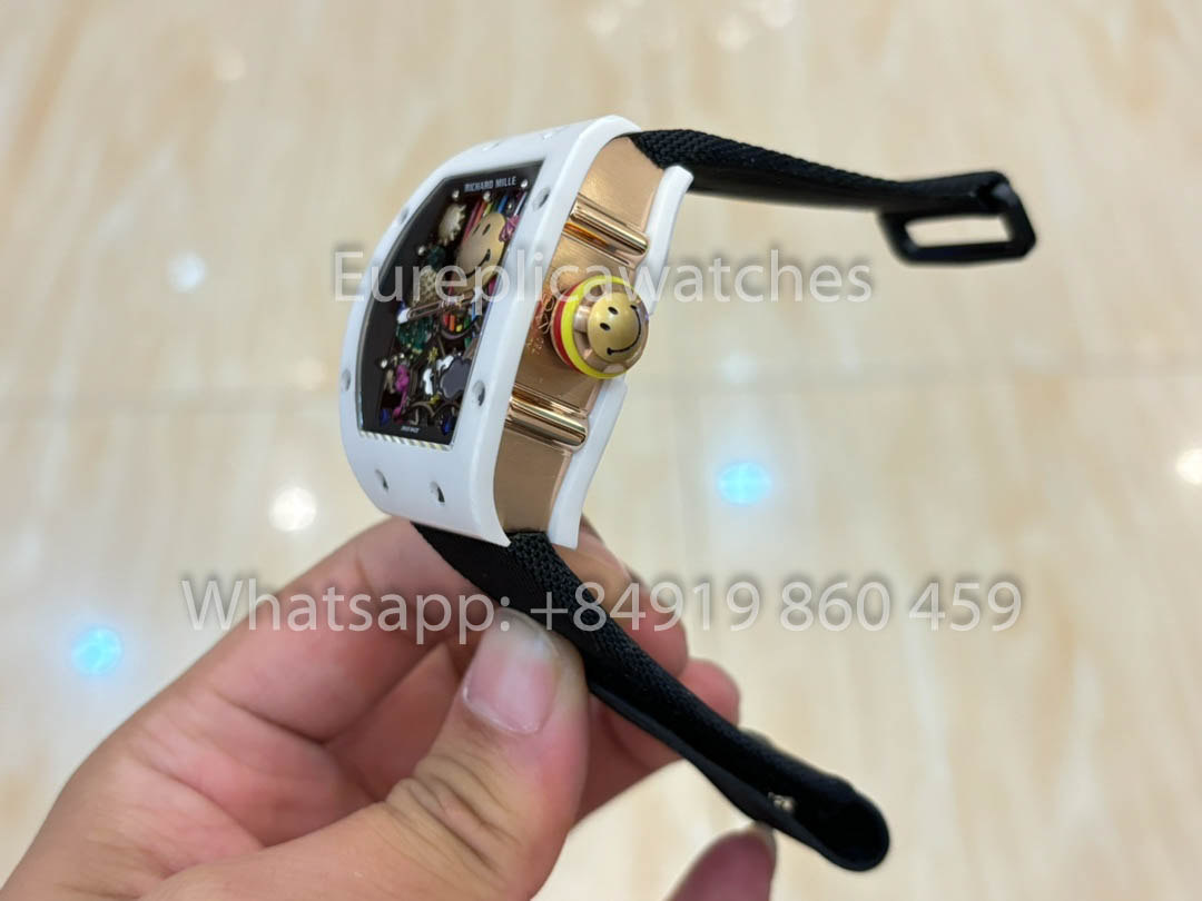Richard Mille RM88 Smiley V2 Ceramic Case 1:1 Best Clone Black Velcro Cinturino