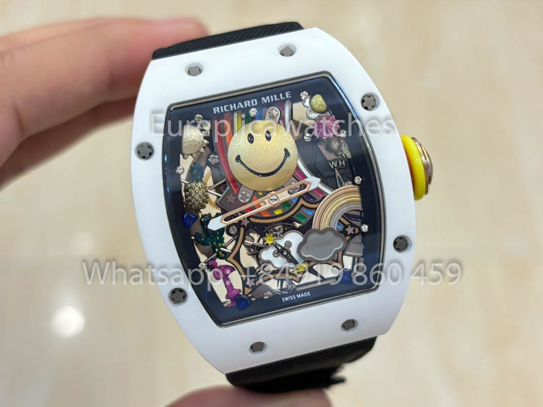 Richard Mille RM88 Smiley V2 Ceramic Case 1:1 Best Clone Black Velcro Cinturino