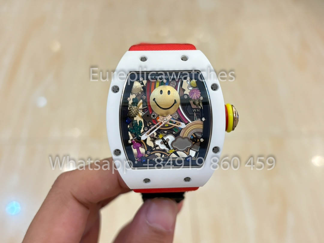 Richard Mille RM88 Smiley V2 Ceramic Case 1:1 Best Clone Red Velcro Cinturino