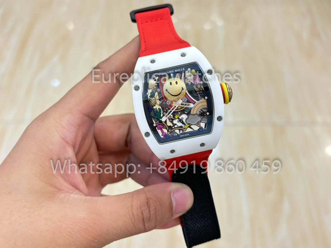 Richard Mille RM88 Smiley V2 Ceramic Case 1:1 Best Clone Red Velcro Cinturino