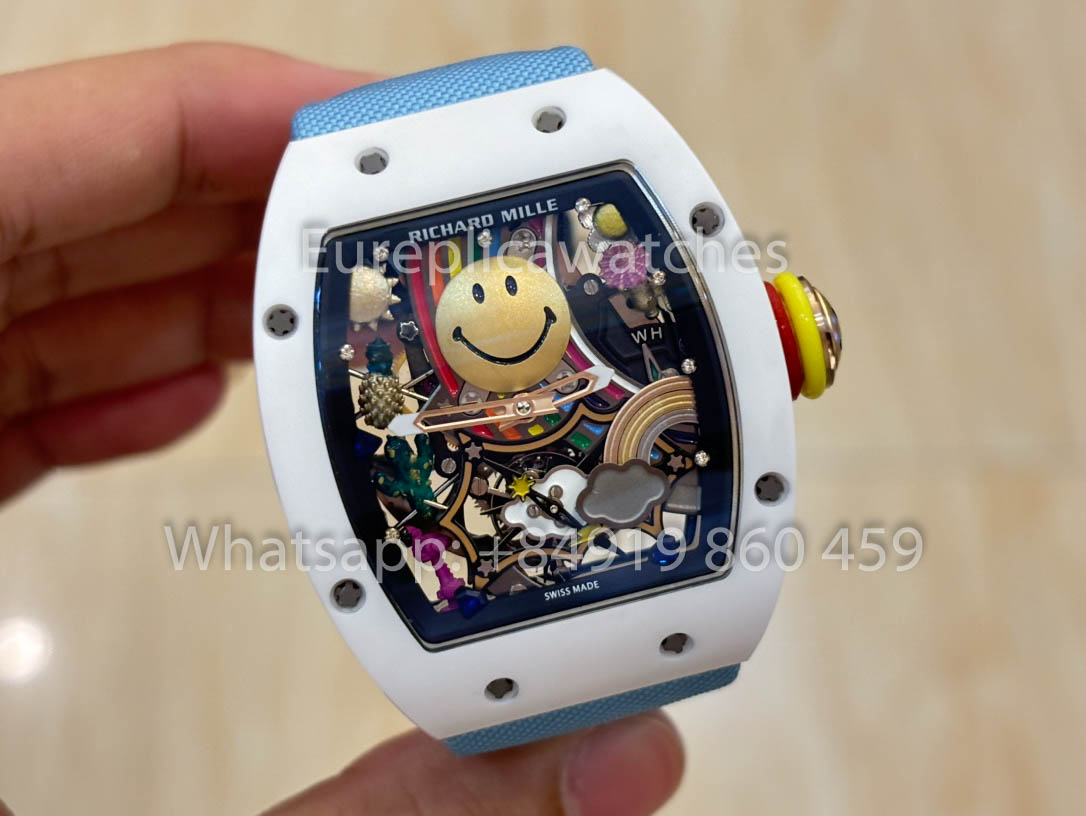 Richard Mille RM88 Smiley V2 Ceramic Case 1:1 Best Clone Blue Velcro Cinturino