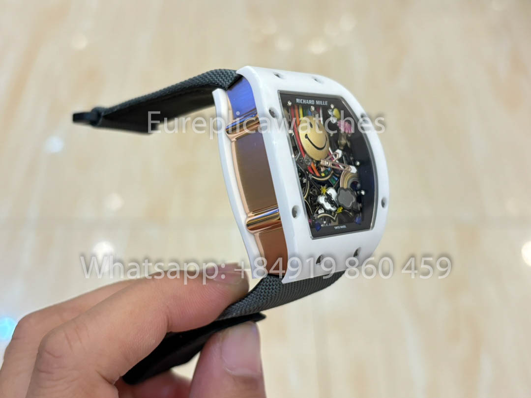 Richard Mille RM88 Smiley V2 Ceramic Case 1:1 Best Clone Grey Velcro Cinturino