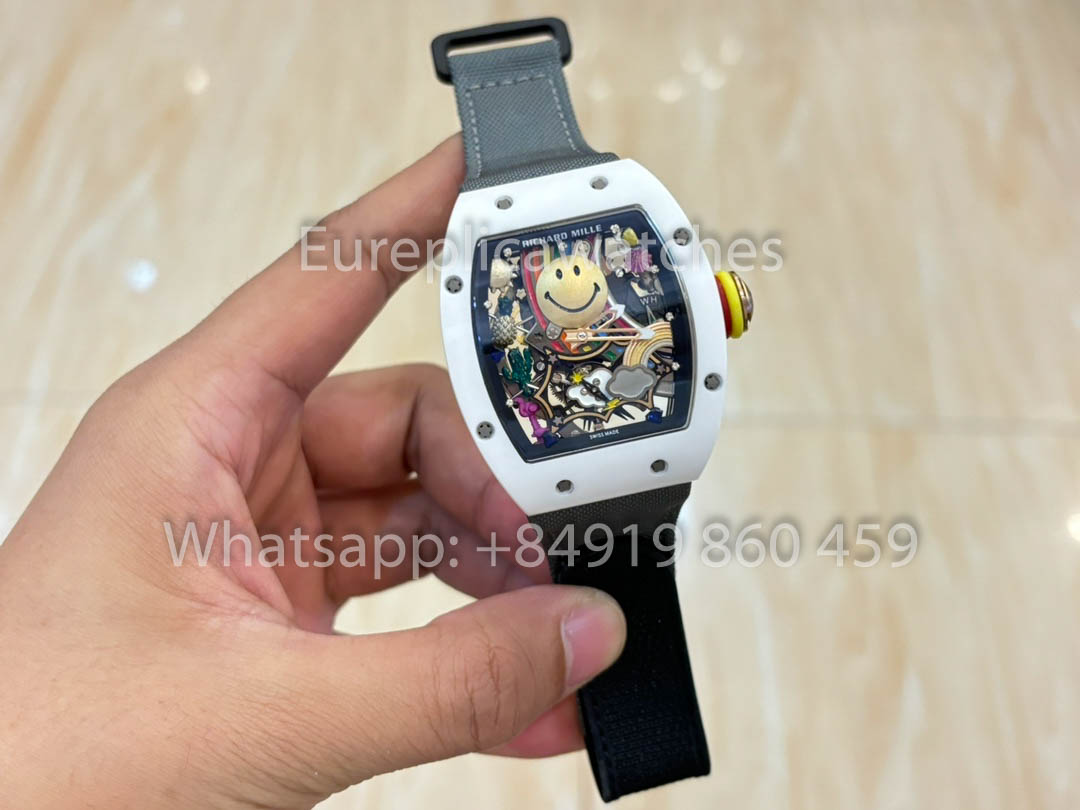 Richard Mille RM88 Smiley V2 Ceramic Case 1:1 Best Clone Grey Velcro Cinturino