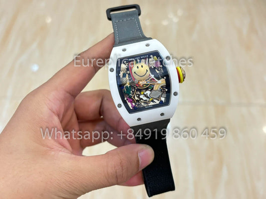 Richard Mille RM88 Smiley V2 Ceramic Case 1:1 Best Clone Grey Velcro Cinturino