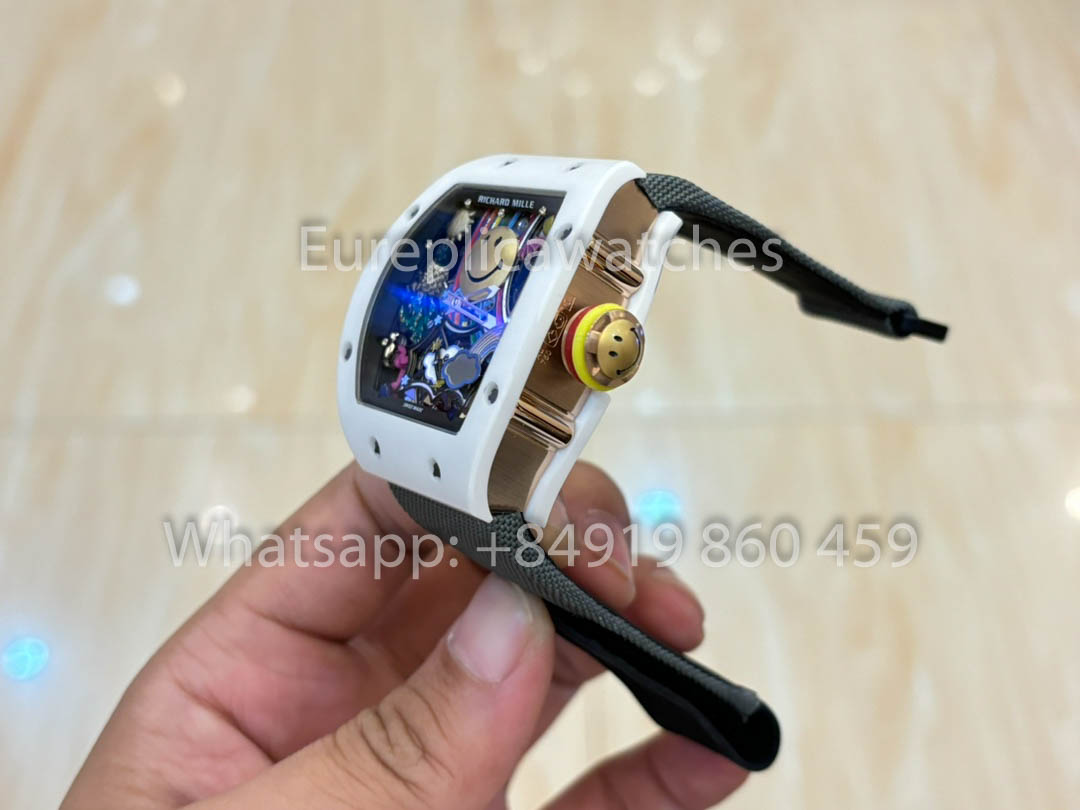 Richard Mille RM88 Smiley V2 Ceramic Case 1:1 Best Clone Grey Velcro Cinturino
