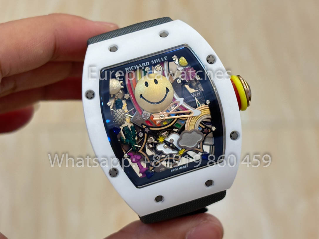 Richard Mille RM88 Smiley V2 Ceramic Case 1:1 Best Clone Grey Velcro Cinturino