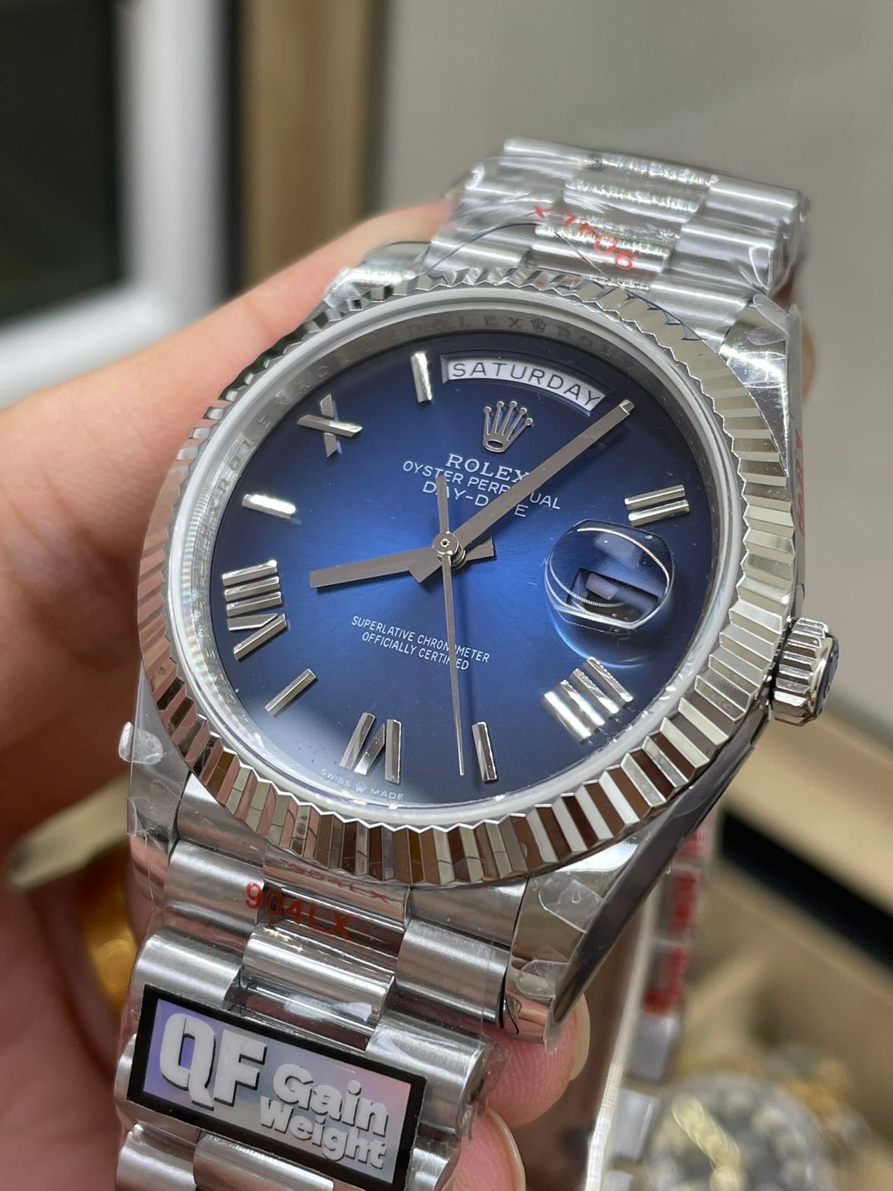 Rolex unveils the new Day-Date 40mm with a Blue Dial 2024 QF Fabbrica 1:1 Best Edition