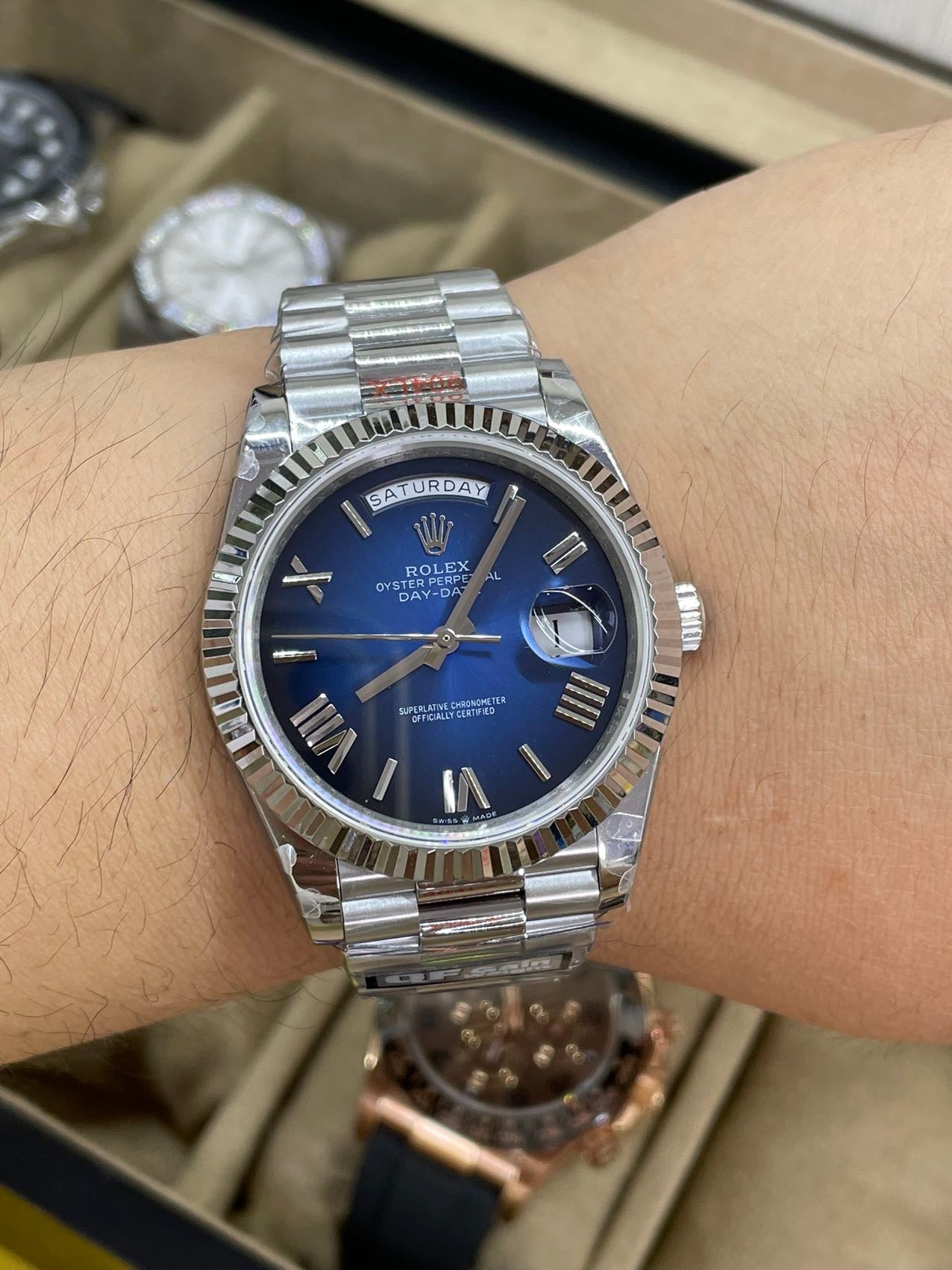 Rolex unveils the new Day-Date 40mm with a Blue Dial 2024 QF Fabbrica 1:1 Best Edition