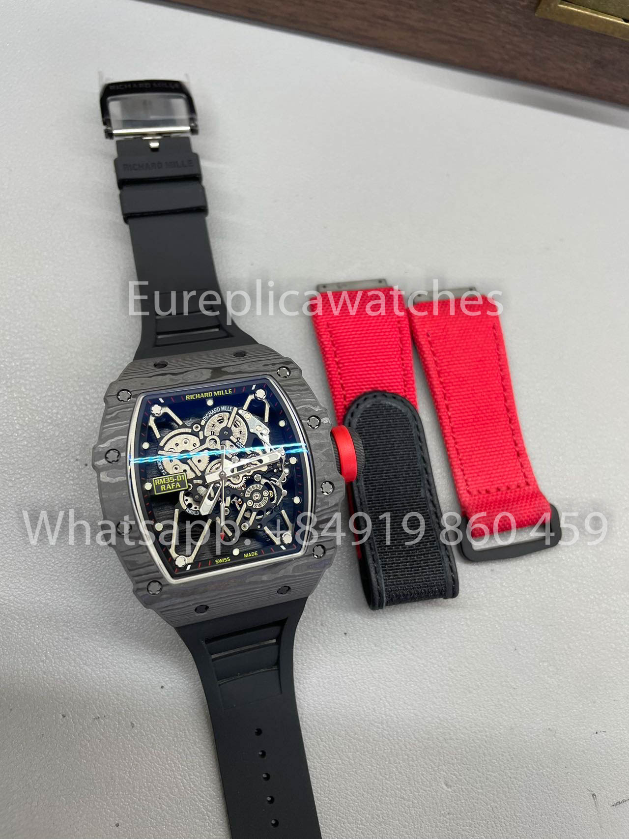 Richard Mille RM35-01 NTPT Carbonio Cassa 1:1 Best Clone BBR Fabbrica V2 Nero Gomma cinturino