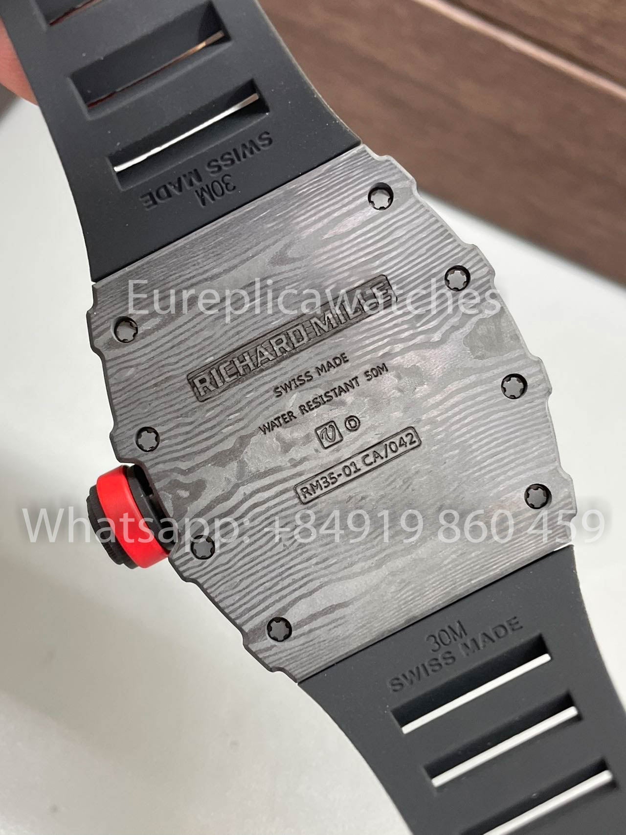 Richard Mille RM35-01 NTPT Carbonio Cassa 1:1 Best Clone BBR Fabbrica V2 Nero Gomma cinturino