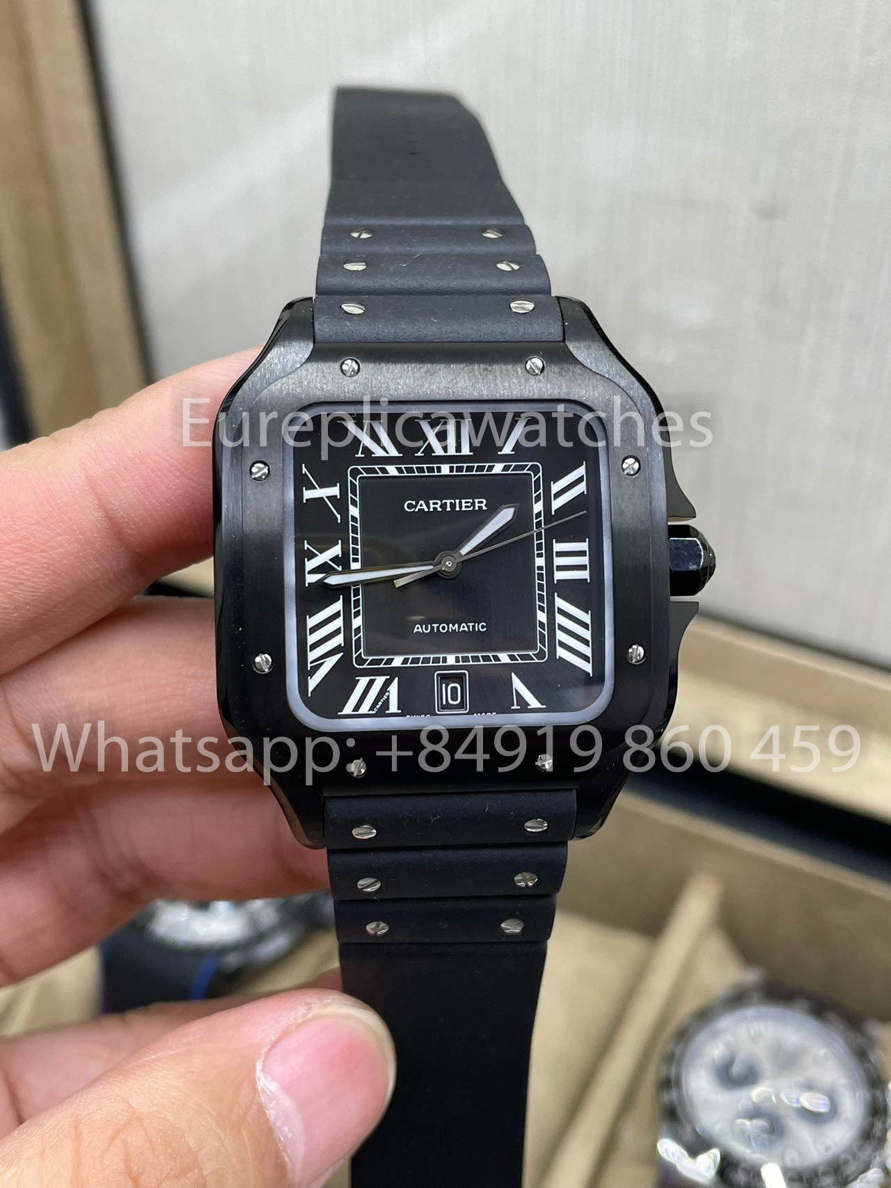 Cartier De Santos WSSA0039 Gomma cinturino BV Fabbrica 1:1 edizione migliore 9019 movimento