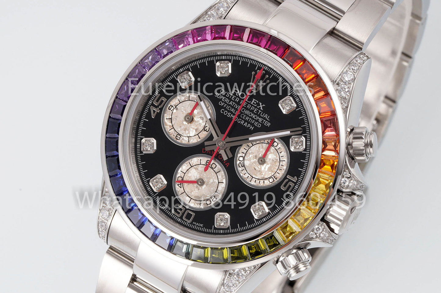 Rolex Daytona Rainbow quadrante nero 40mm 1:1 Best Clone EF Fabbrica Argento SS