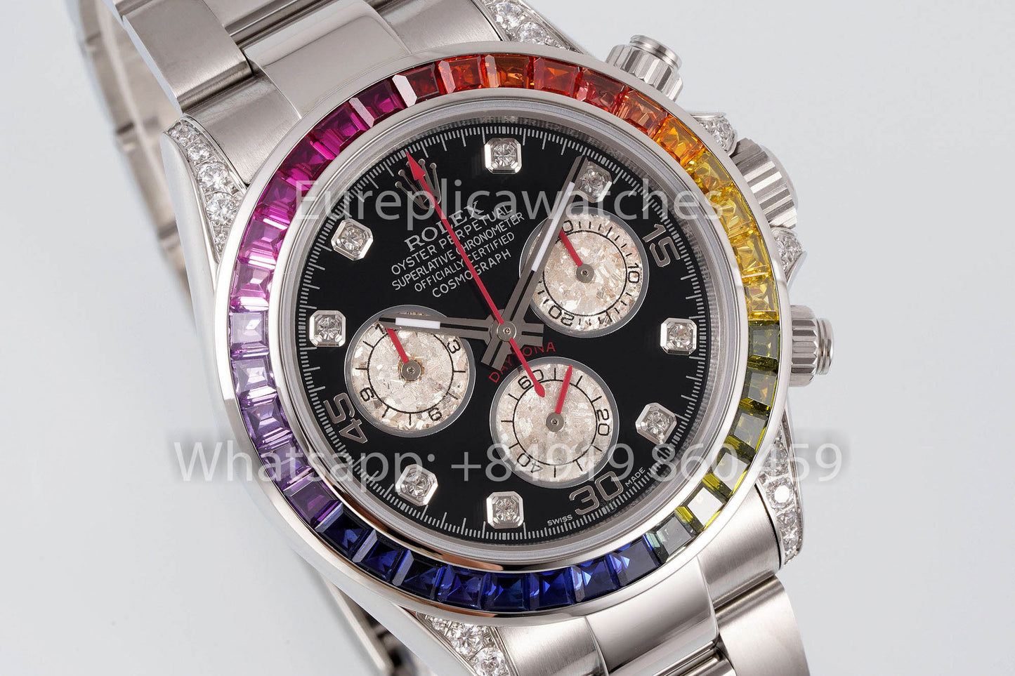 Rolex Daytona Rainbow quadrante nero 40mm 1:1 Best Clone EF Fabbrica Argento SS