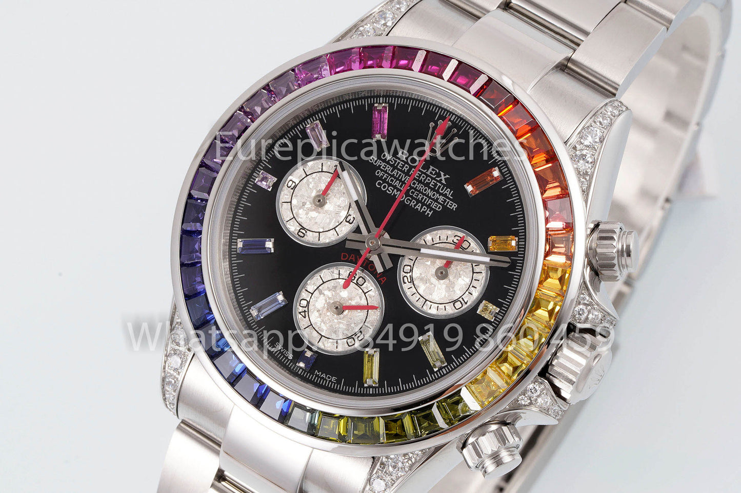 Rolex Daytona Rainbow Diamond cuadrante cuadrante nero 40mm 1:1 Best Clone EF Fabbrica SS