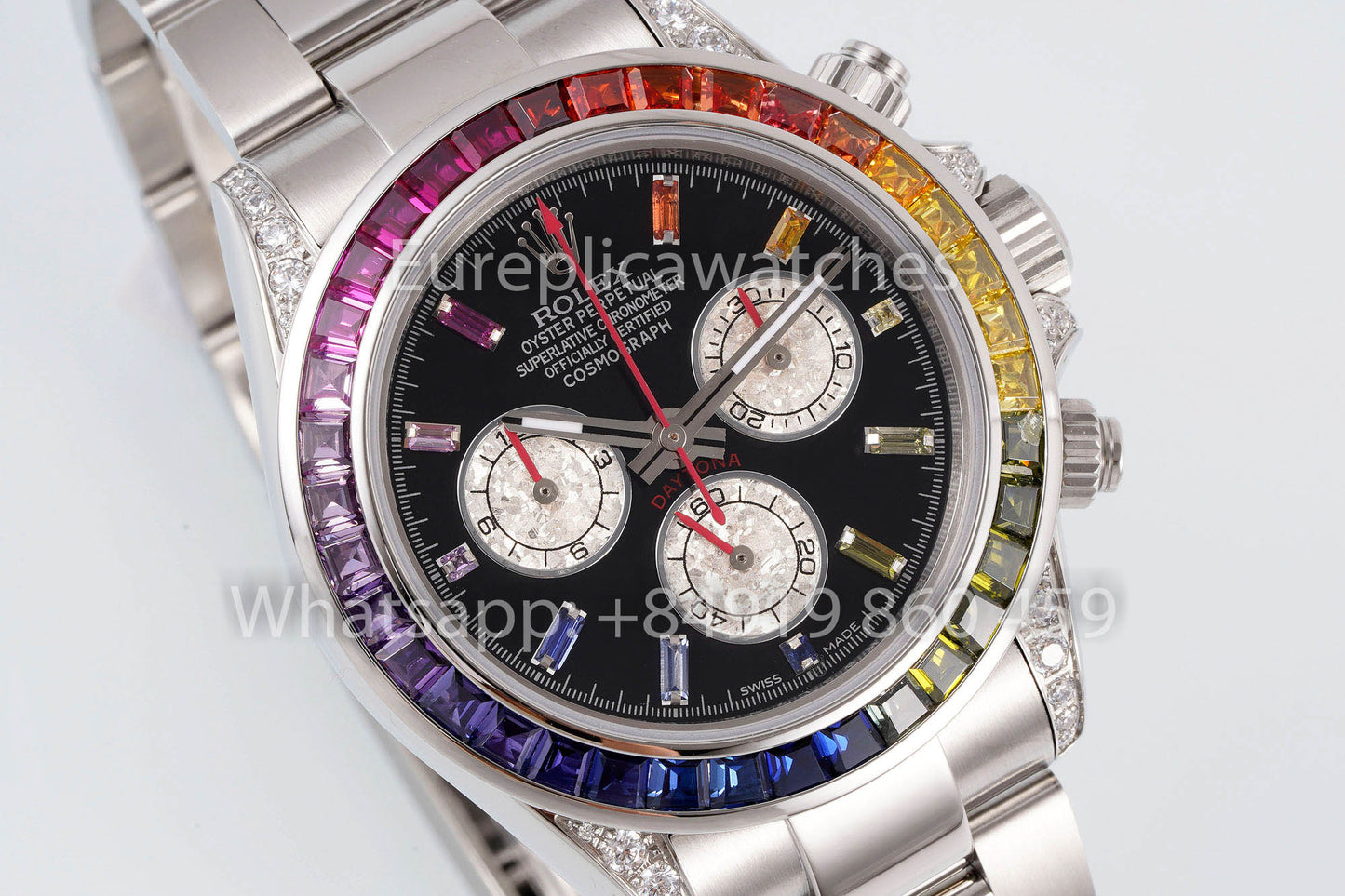 Rolex Daytona Rainbow Diamond cuadrante cuadrante nero 40mm 1:1 Best Clone EF Fabbrica SS