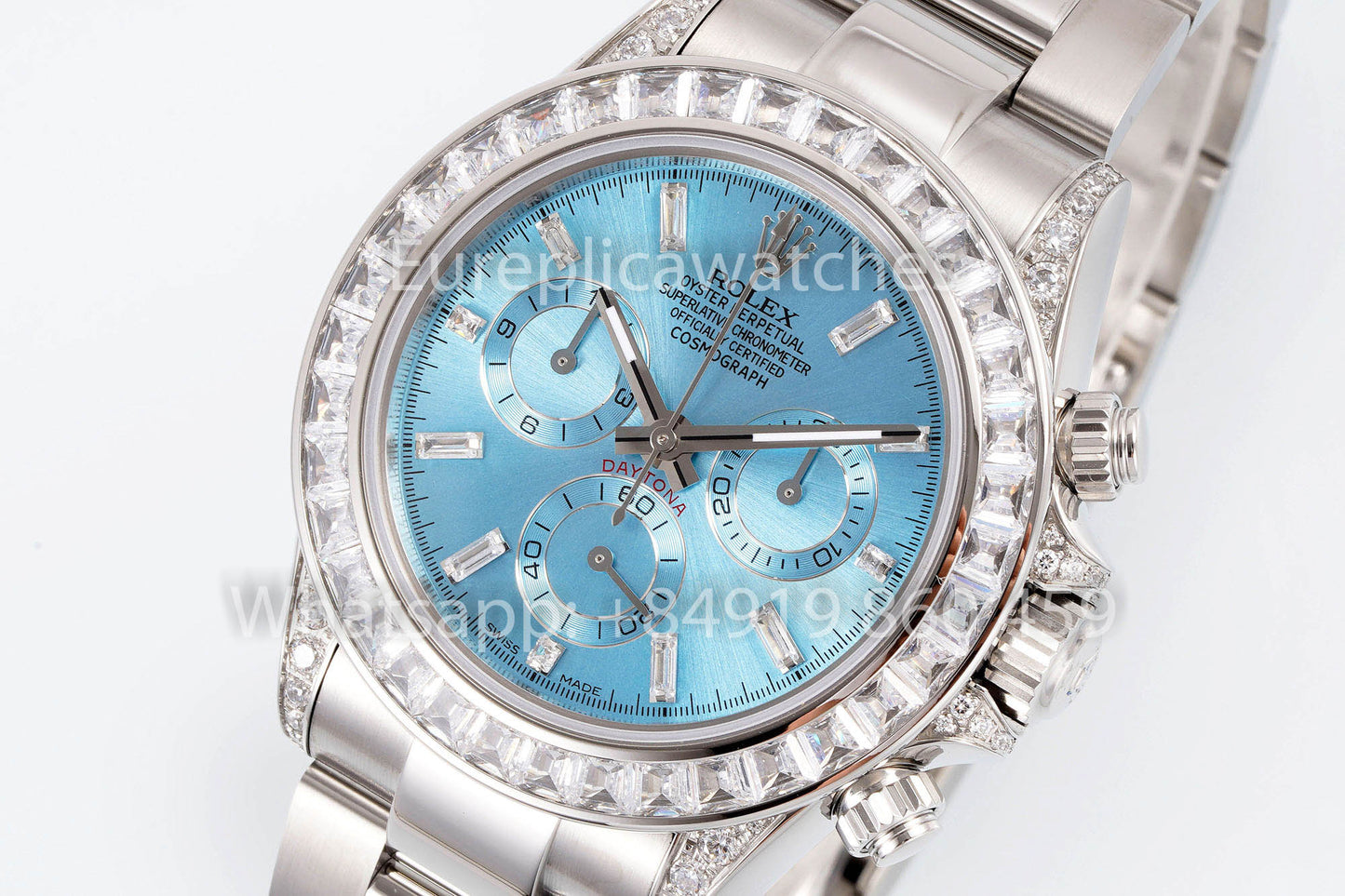 Rolex Daytona Rainbow Ice cuadrante azul 40mm 1:1 Best Clone EF Fabbrica Gomma cinturino SS