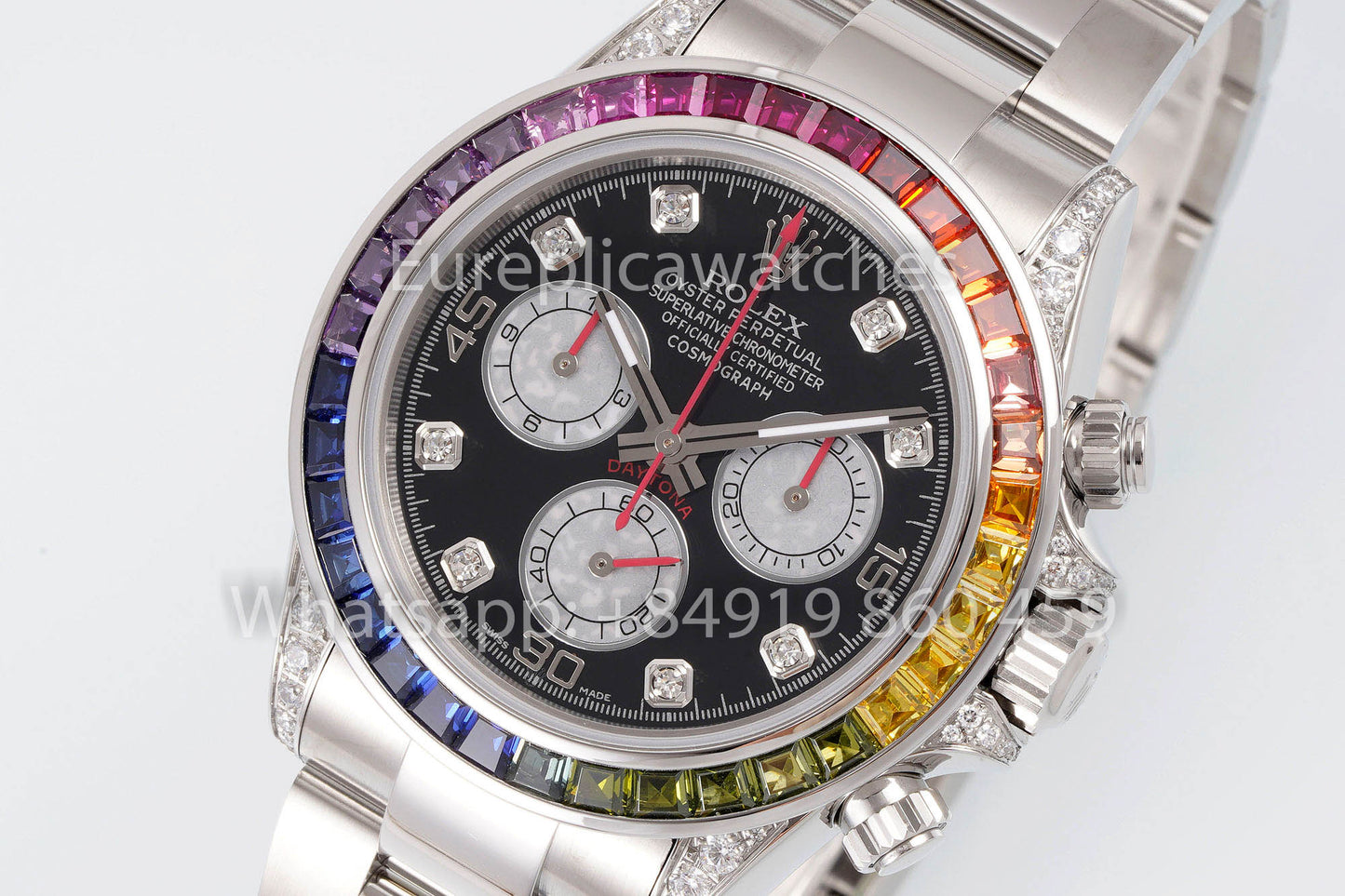 Rolex Daytona Rainbow Diamond cuadrante cuadrante nero 40mm 1:1 Best Clone EF Fabbrica SS