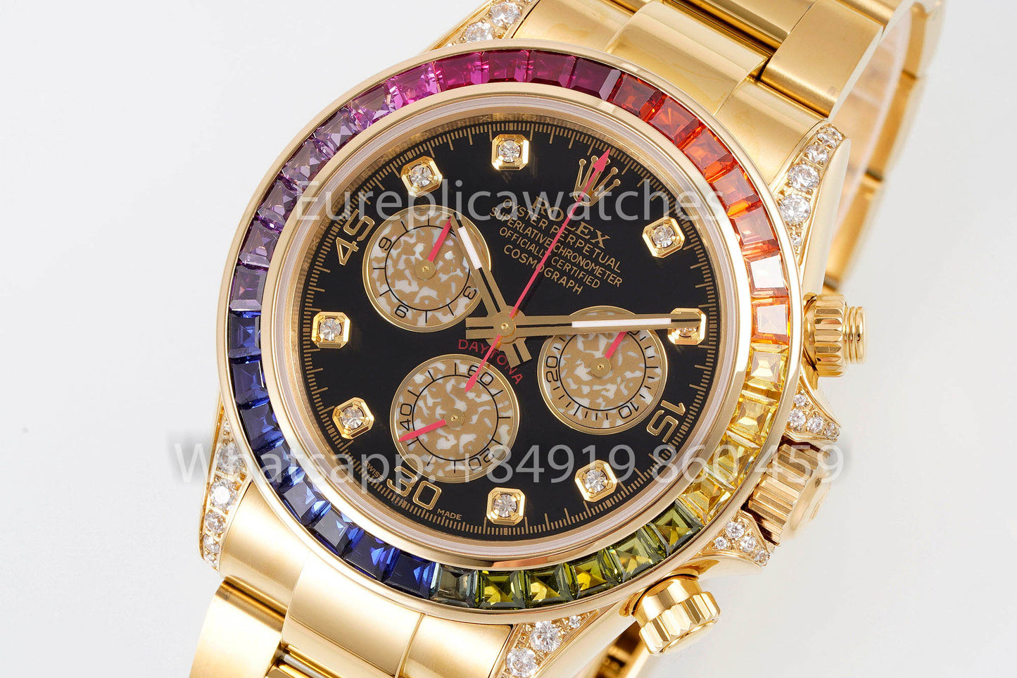 Rolex Daytona Rainbow Diamond quadrante Yellow Oro 40mm 1:1 Best Clone EF Fabbrica Yellow quadrante SS