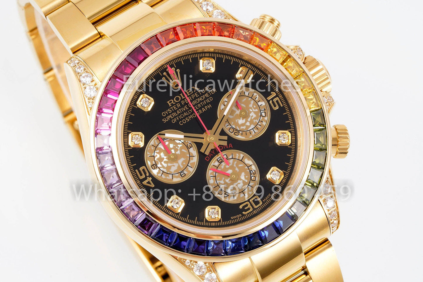 Rolex Daytona Rainbow Diamond quadrante Yellow Oro 40mm 1:1 Best Clone EF Fabbrica Yellow quadrante SS