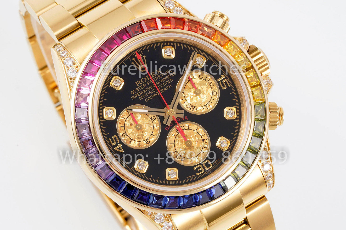 Rolex Daytona Rainbow Diamond Quadrante Yellow Oro 40mm 1:1 Best Clone EF Fabbrica SS