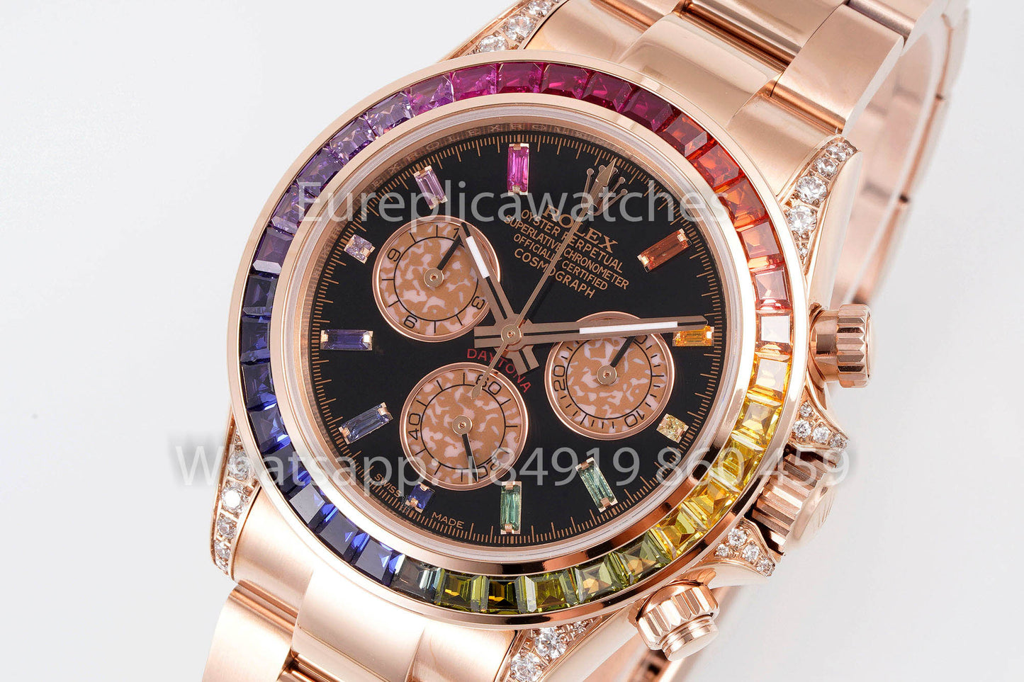 Rolex Daytona Rainbow Sundust cuadrante Rosa Oro 40mm 1:1 Best Clone EF Fabbrica SS