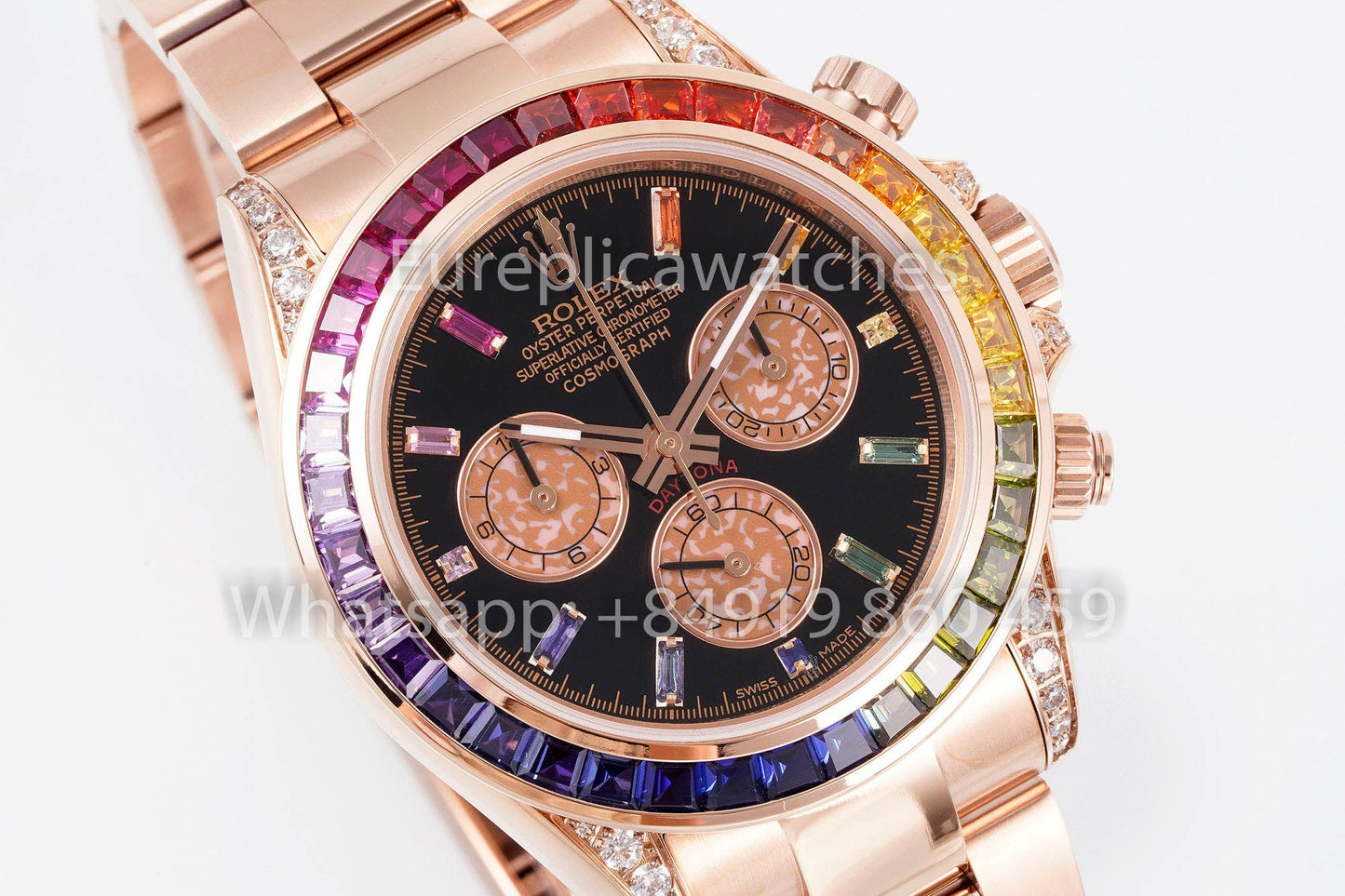 Rolex Daytona Rainbow Sundust cuadrante Rosa Oro 40mm 1:1 Best Clone EF Fabbrica SS