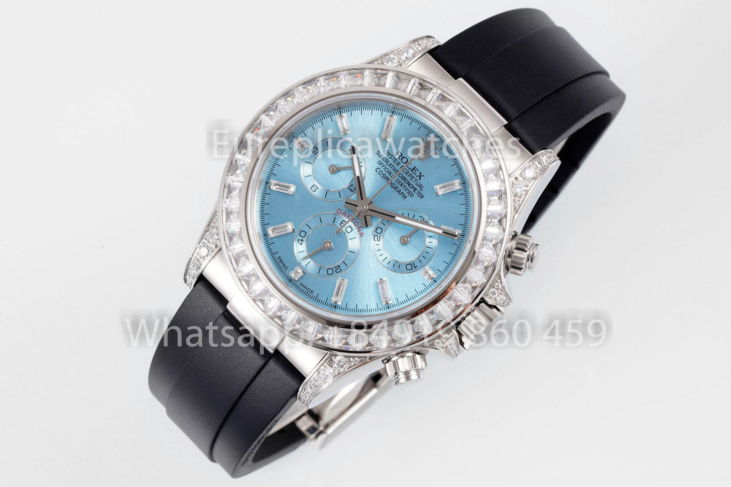 Rolex Daytona Rainbow Ice quadrante blu 40mm 1:1 Best Clone EF Fabbrica Gomma cinturino