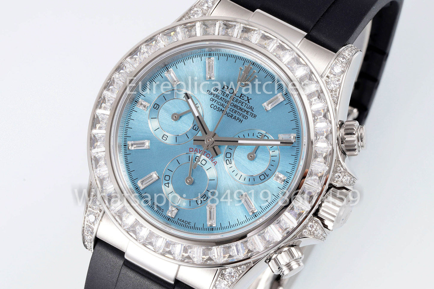 Rolex Daytona Rainbow Ice quadrante blu 40mm 1:1 Best Clone EF Fabbrica Gomma cinturino