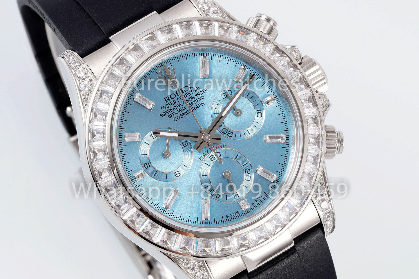 Rolex Daytona Rainbow Ice quadrante blu 40mm 1:1 Best Clone EF Fabbrica Gomma cinturino