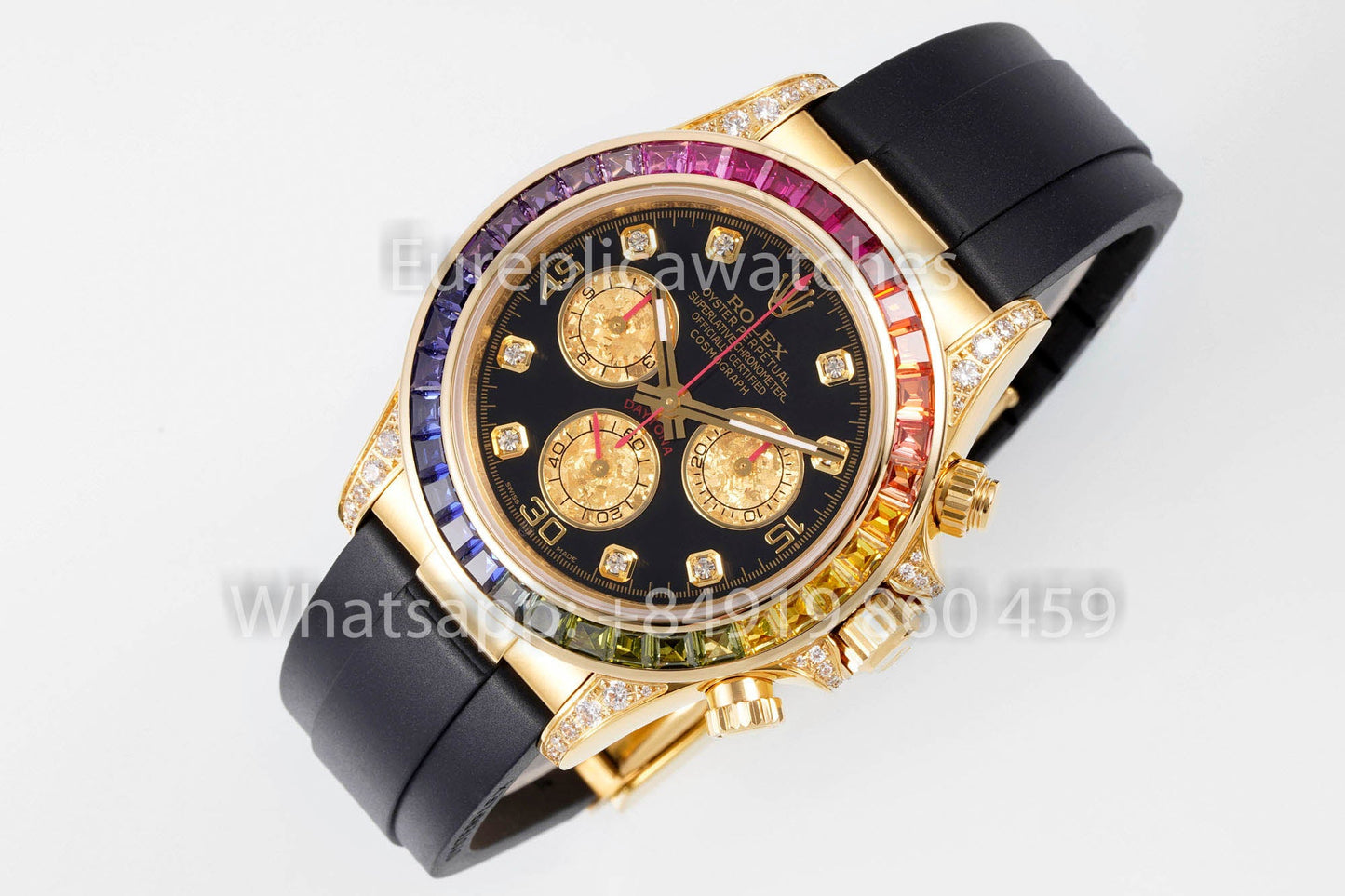 Rolex Daytona Rainbow Diamond cuadrante Amarillo Oro 40mm 1:1 Best Clone EF Fabbrica Cuadrante Amarillo