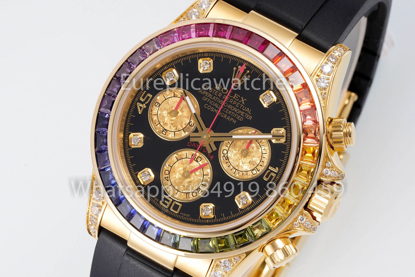 Rolex Daytona Rainbow Diamond cuadrante Amarillo Oro 40mm 1:1 Best Clone EF Fabbrica Cuadrante Amarillo
