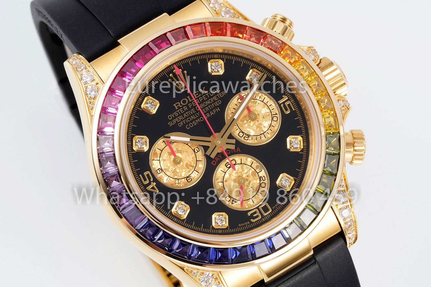 Rolex Daytona Rainbow Diamond cuadrante Amarillo Oro 40mm 1:1 Best Clone EF Fabbrica Cuadrante Amarillo
