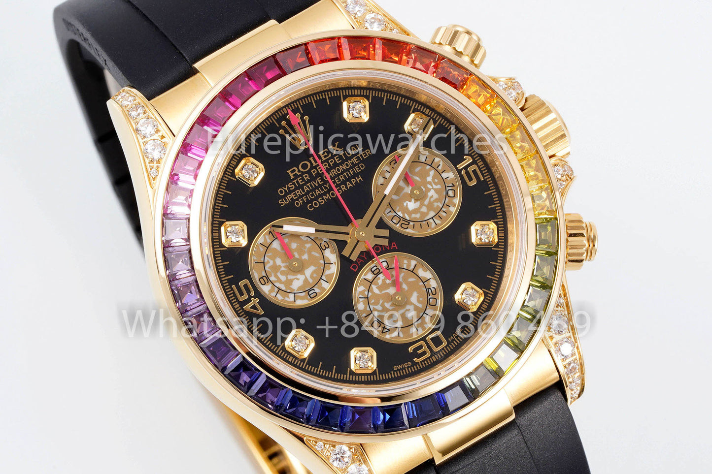 Rolex Daytona Rainbow Diamond cuadrante Amarillo Oro 40mm 1:1 Best Clone EF Fabbrica