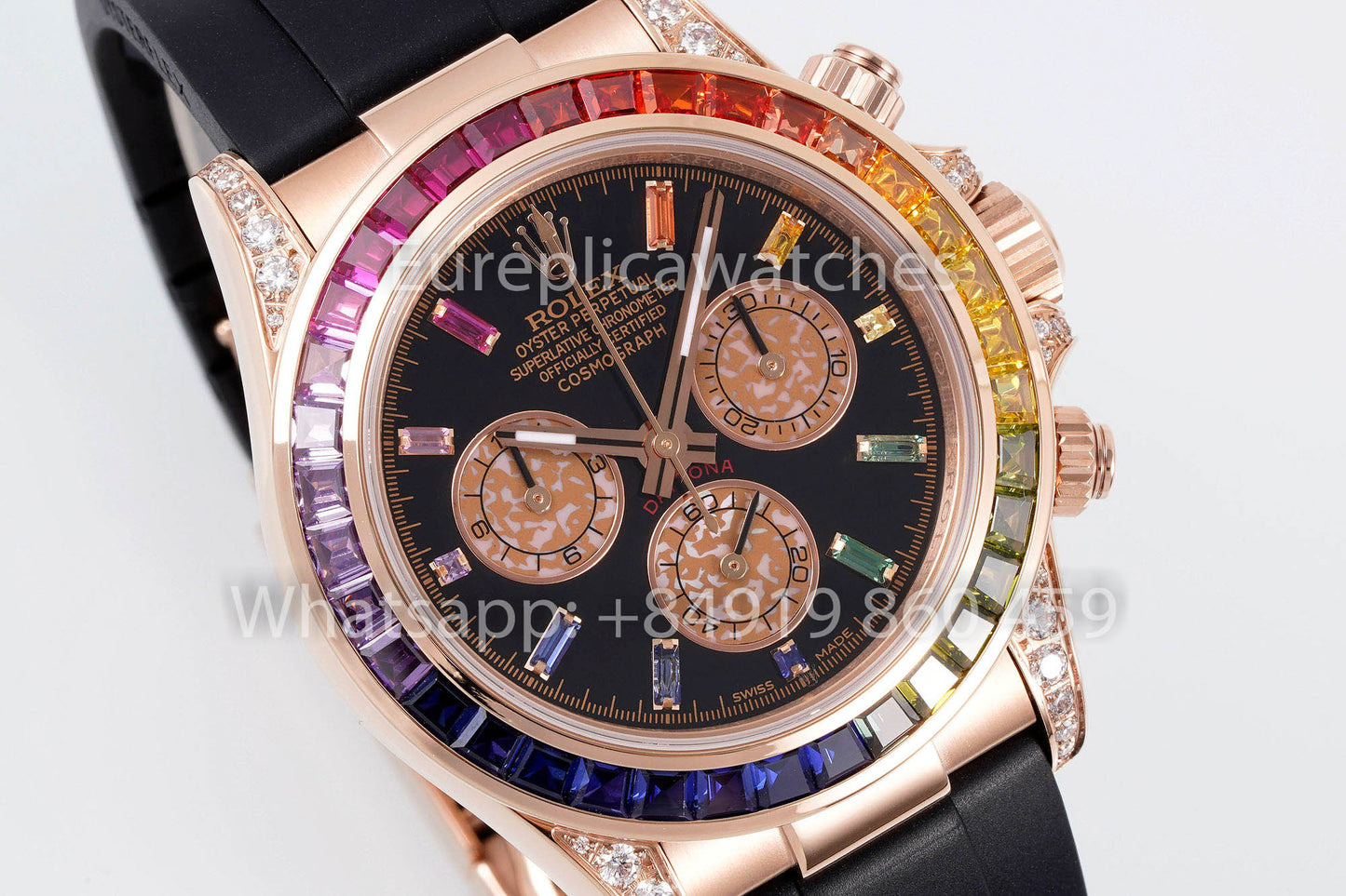 Rolex Daytona Rainbow Sundust cuadrante Rosa Oro 40mm 1:1 Best Clone EF Fabbrica