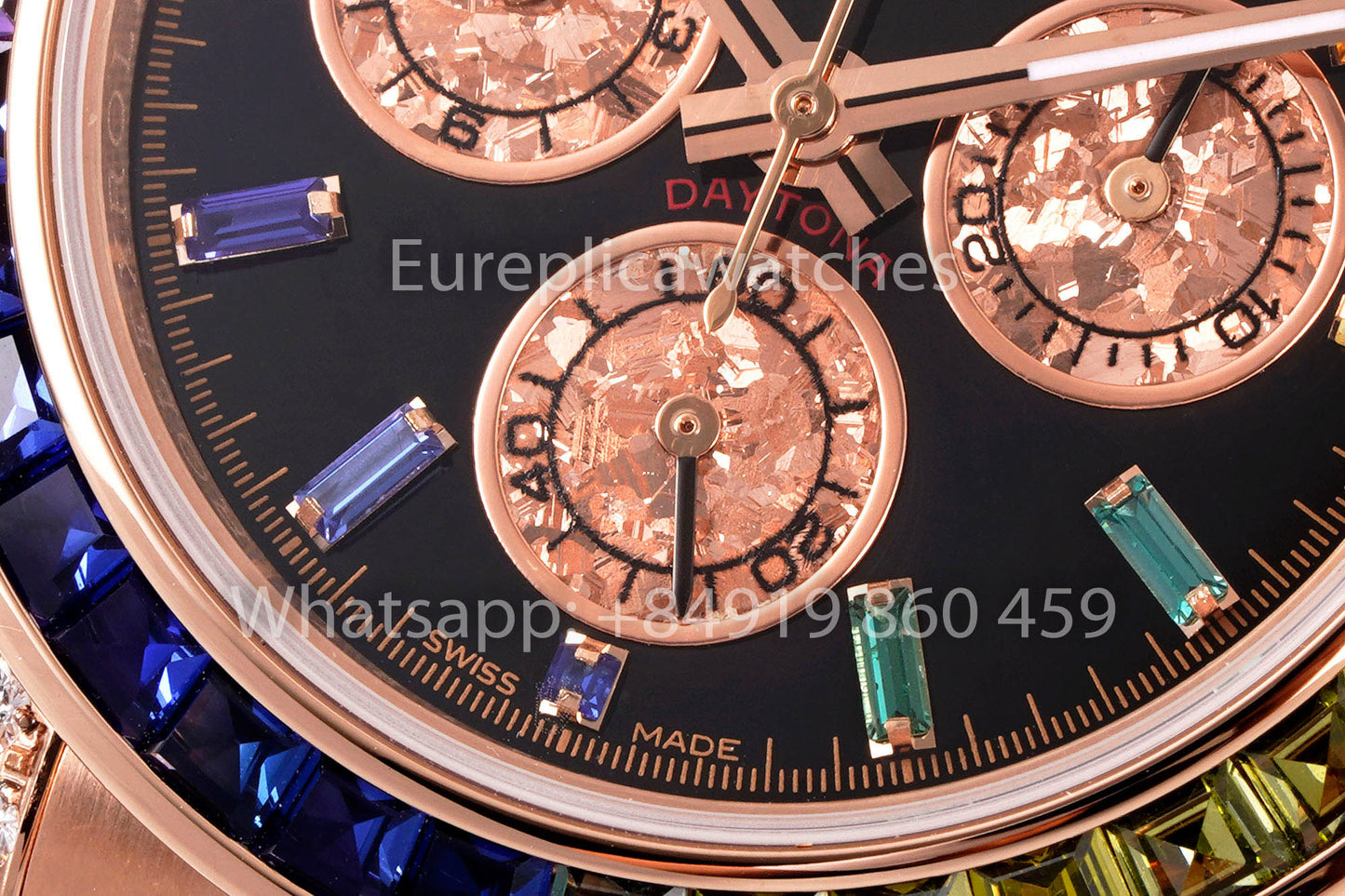 Rolex Daytona Rainbow Baguettes Rosa Oro quadrante nero 40mm 116595RBOW 1:1 Best Clone EF Fabbrica