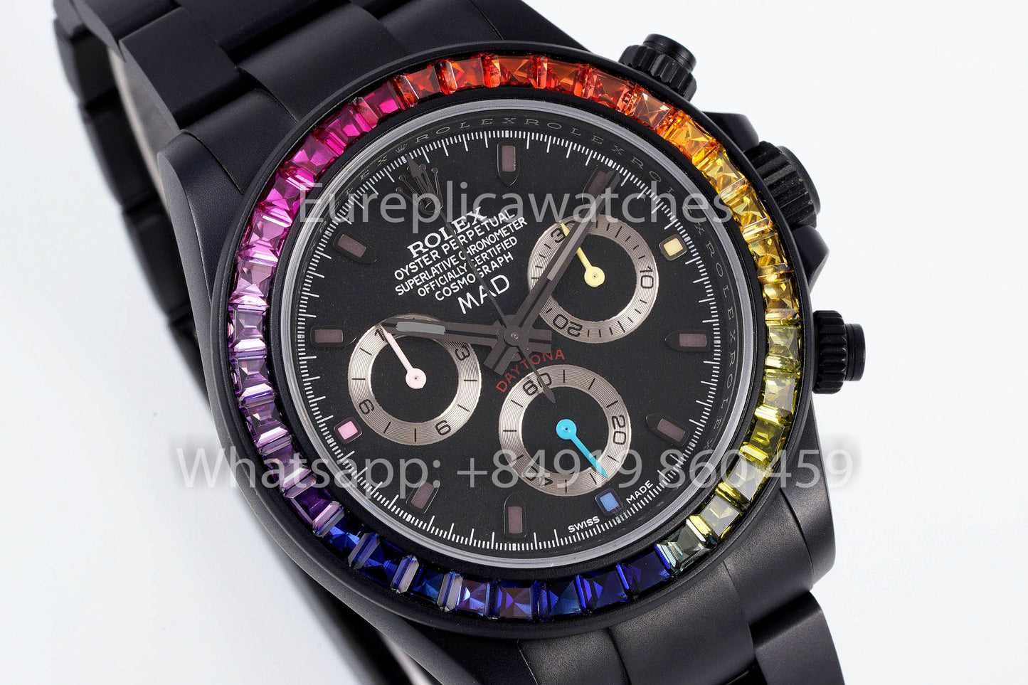 Rolex Daytona Blacken Raibow MAD 1:1 Melhor Clone acciaio inossidabile cinturino