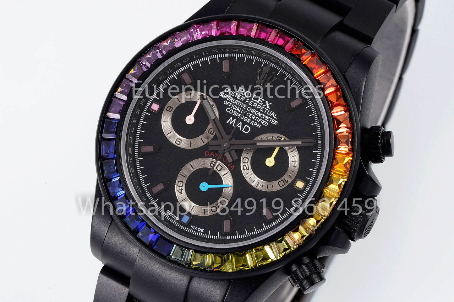 Rolex Daytona Blacken Raibow MAD 1:1 Melhor Clone acciaio inossidabile cinturino