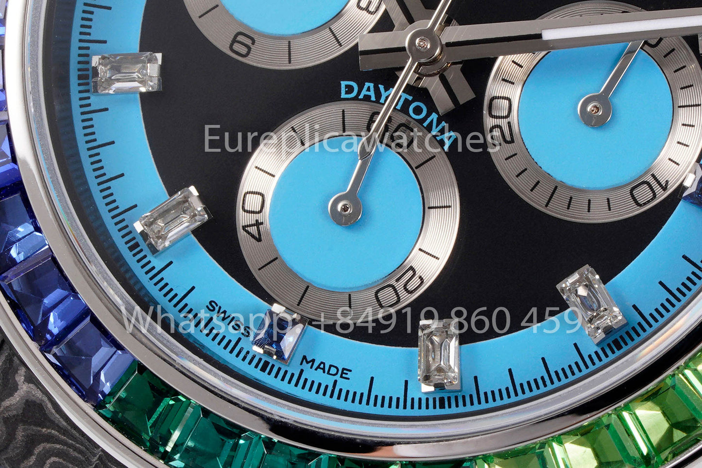 Rolex Daytona Carbonio Cassa Rainbow Blu 1:1 Melhor Clone Diw Velcro Cinturino Personalizado
