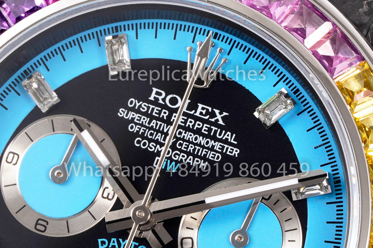 Rolex Daytona Carbonio Cassa Rainbow Blu 1:1 Melhor Clone Diw Velcro Cinturino Personalizado