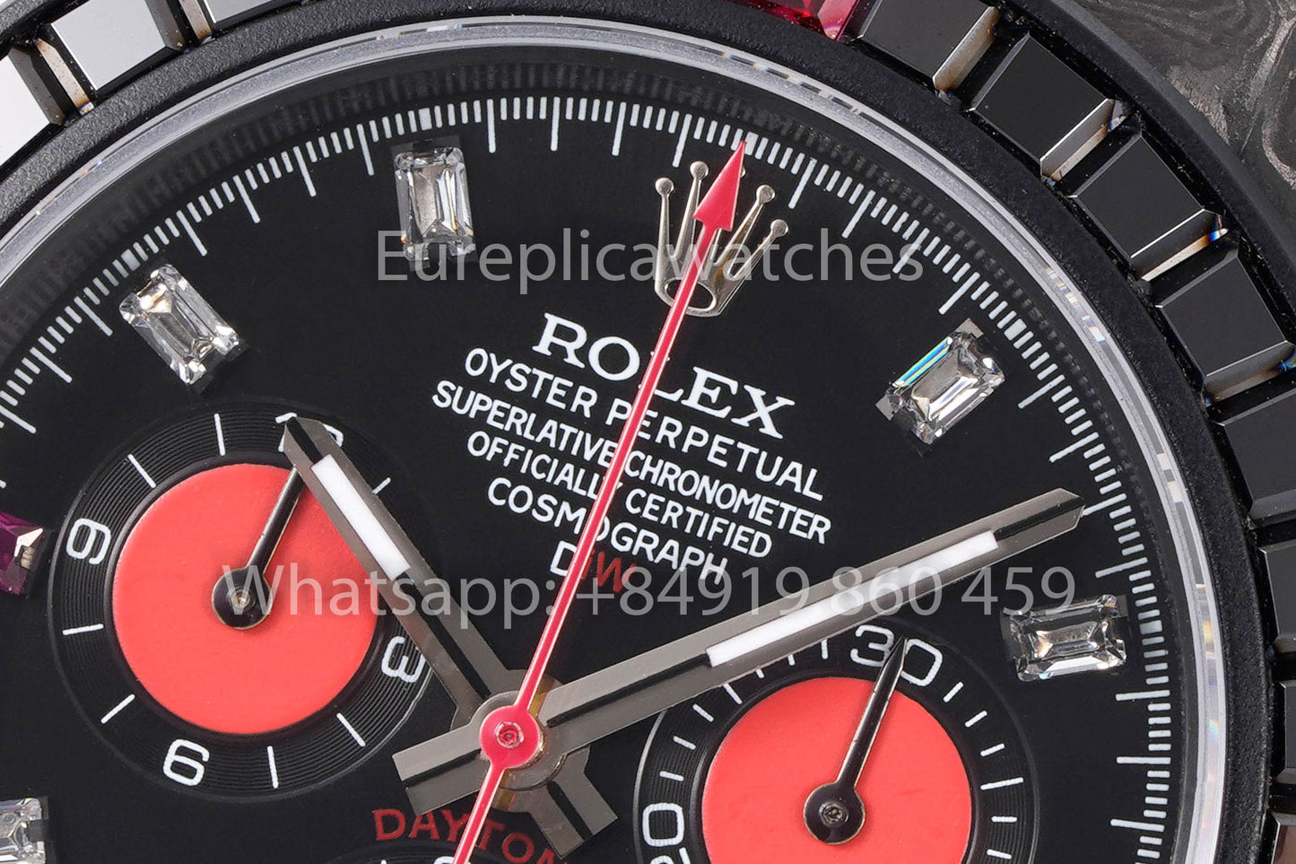Rolex Daytona Carbonio Cassa Rainbow Nero 1:1 Melhor Clone Diw Custom Pelle cinturino