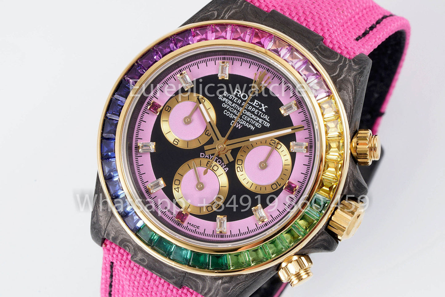 Rolex Daytona Carbonio Cassa Pink quadrante 1:1 Best Clone Diw Custom Velcro cinturino