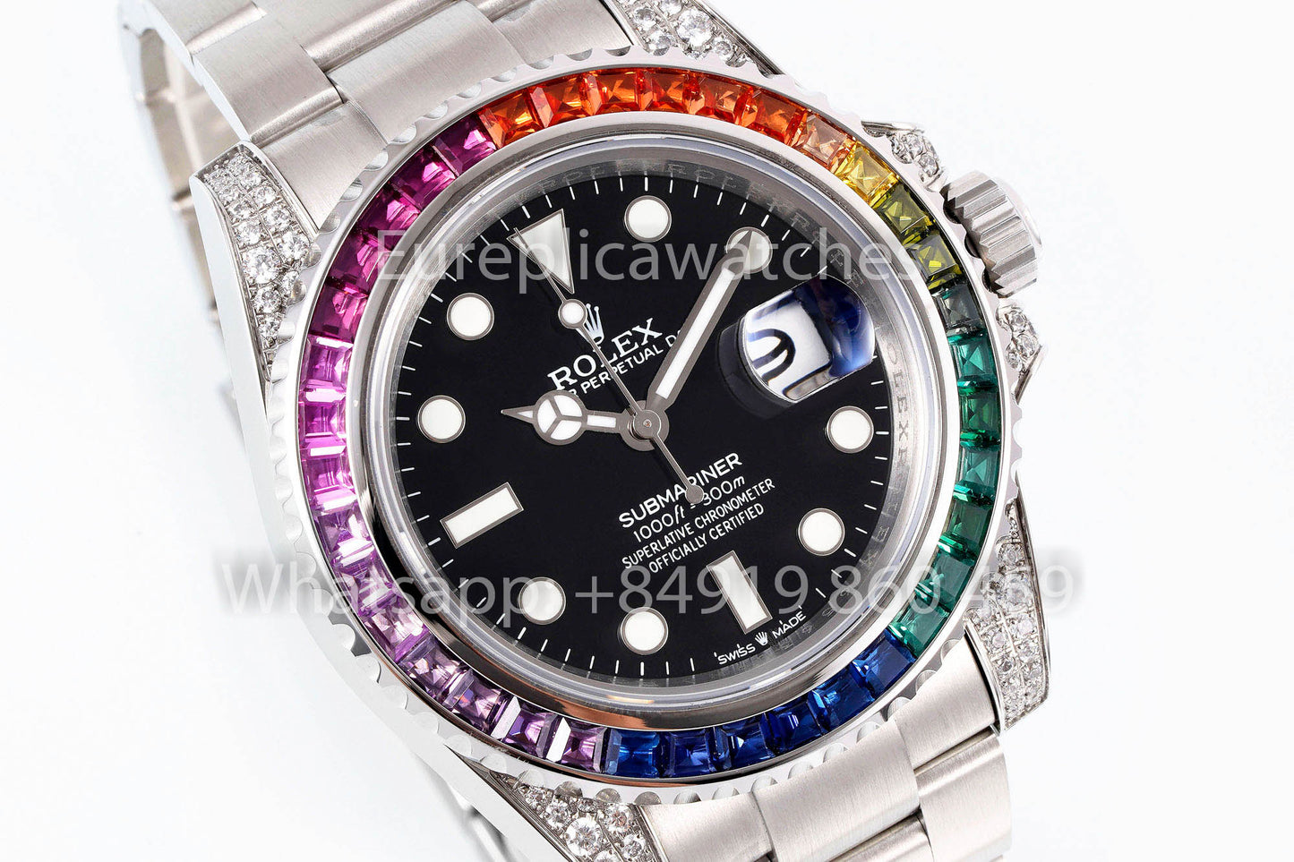 Rolex Submariner Rainbow quadrante nero 1:1 Best Clone EF Fabbrica 3135 movimento