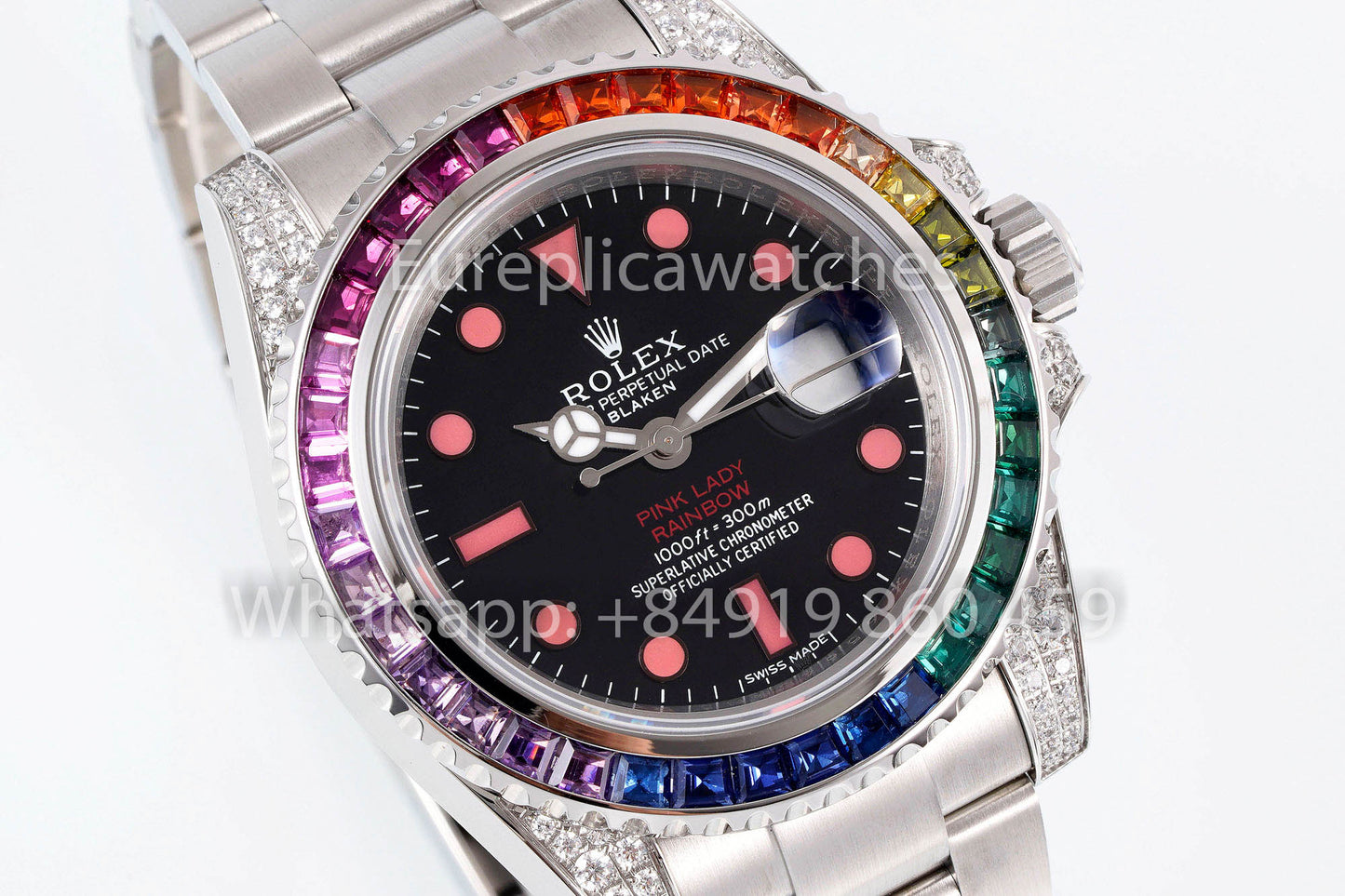Rolex Submariner Pink Lady Rainbow 1:1 Best Clone EF Fabbrica 3135 movimento