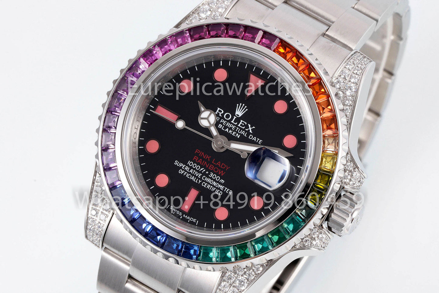 Rolex Submariner Pink Lady Rainbow 1:1 Best Clone EF Fabbrica 3135 movimento