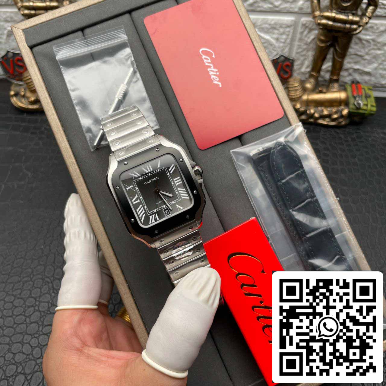 Cartier Santos WSSA0037 1:1 edizione migliore BV Fabbrica incluso Pelle cinturino