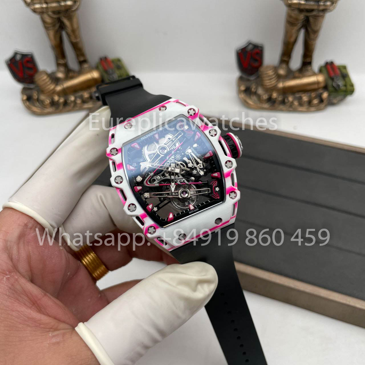 Richard Mille Bubba Watson Tourbillon RM38-02 1:1 Best Edition Velcro Tecido Preto Cinturino